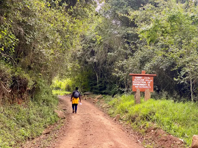 Lone hiker on the Kilimambogo hiking trail