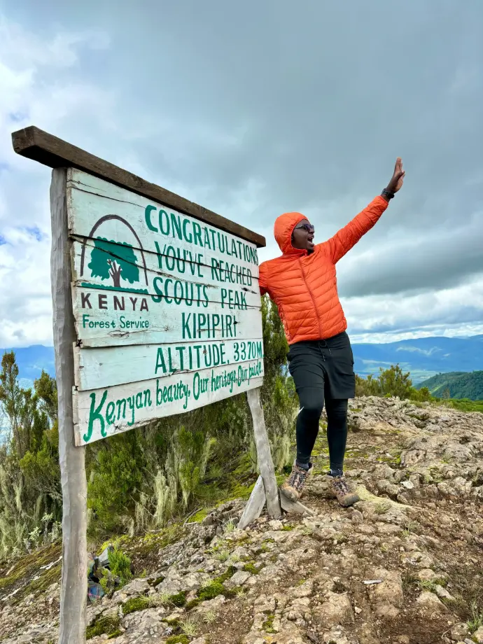 Hiker at the Mount Kipipiri Hike Peak