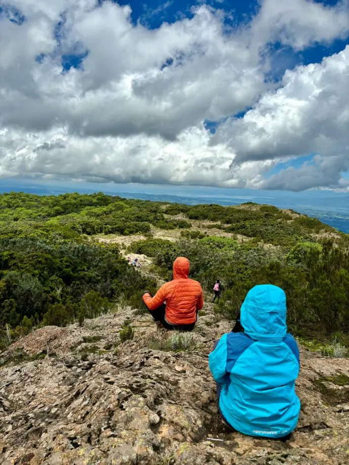 Hikers enjoying the Mount Kipipiri hike scenery
