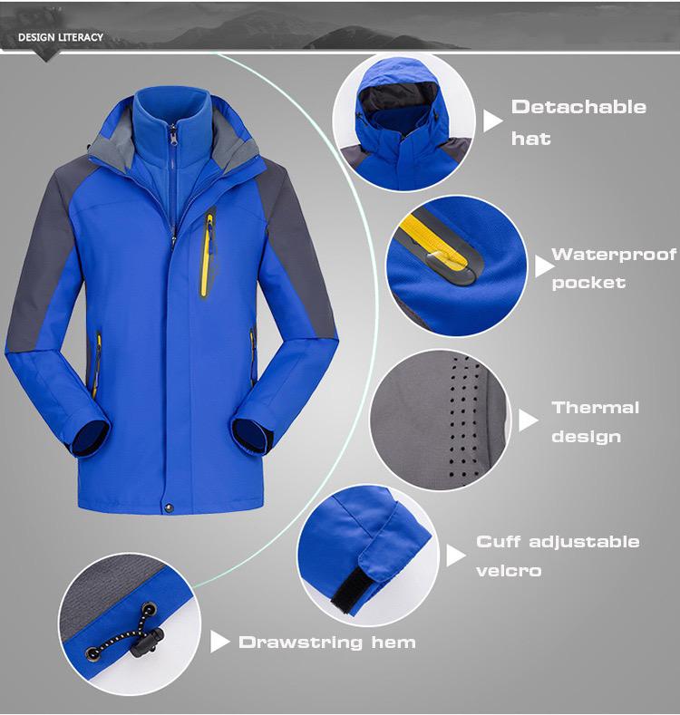 Unisex 3 in 1 Hiking Jacket With Detachable Fleece Jacket