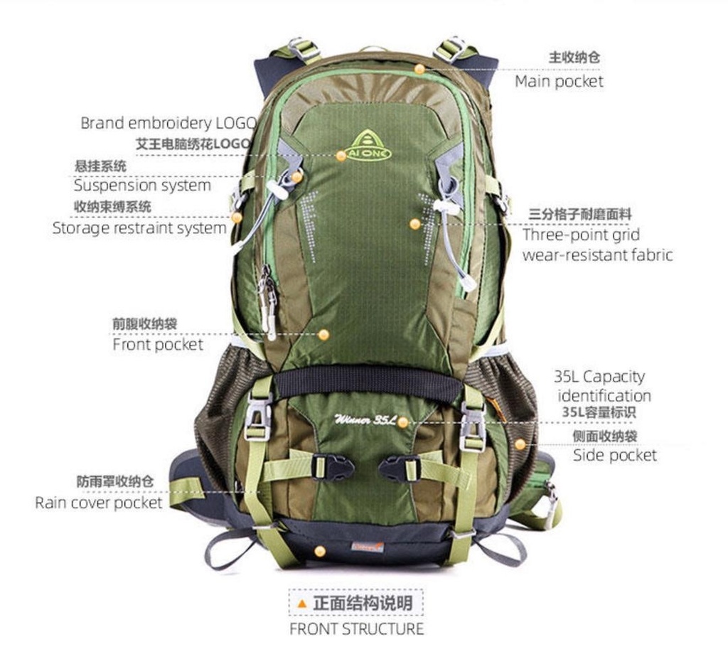 landing acute Represent 35L AI ONE Ergonomic Hiking Backpack With Raincover And Pipe Outlet