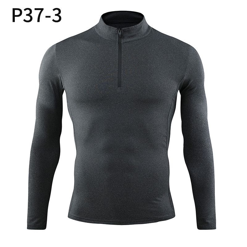 Long-Sleeved Mens Quick-Dry Tshirt With Front Zipper