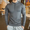 Long-Sleeved Mens Quick-Dry Tshirt With Front Zipper