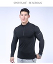 Long-Sleeved Mens Quick-Dry Tshirt With Front Zipper