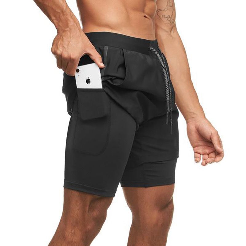 Mens 2 in 1 Quick-Drying Breathable Shorts with Tights