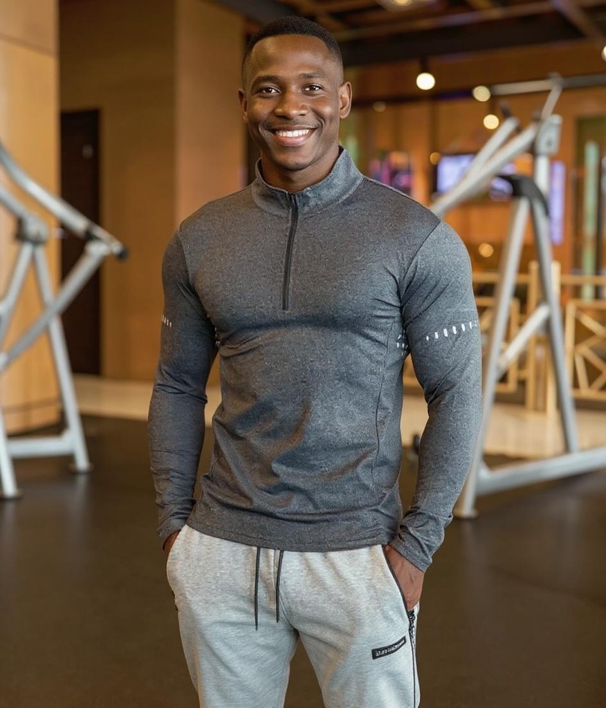 Long-Sleeved Mens Quick-Dry Tshirt With Front Zipper