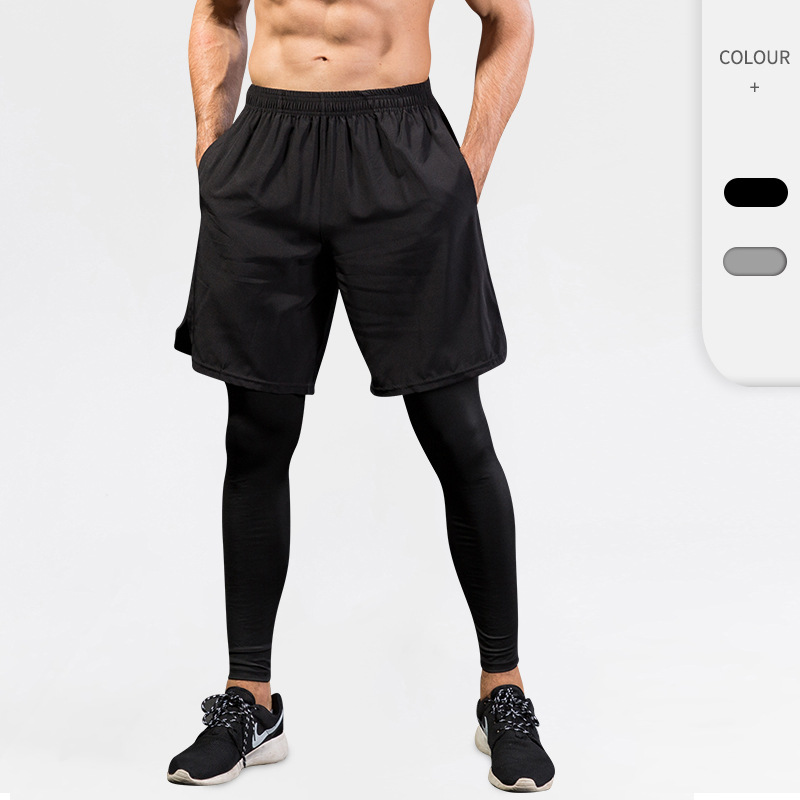[HKGSHTS-01-L] Mens Sports Shorts With Long Tights (L)
