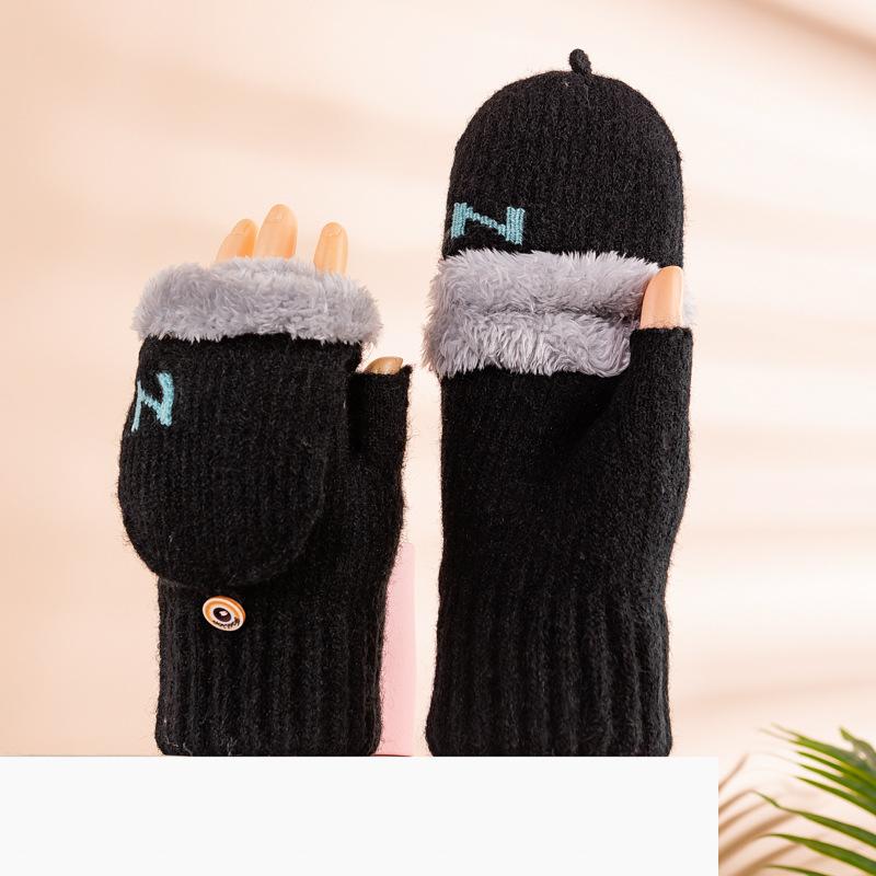 [HKG-MTNS-BLK] Knitted Fleece Mittens (Black)