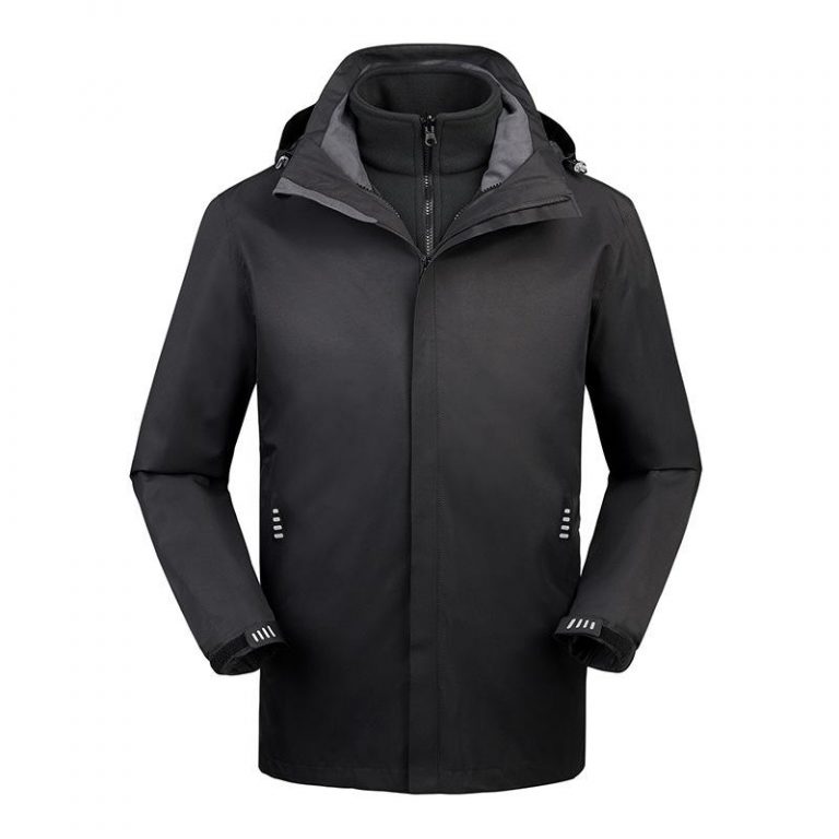 [HKJ-3IN1-FJN-BLK-L] Fujian Unisex 3 in 1 jacket With Detachable Fleece Jacket (Black, L)