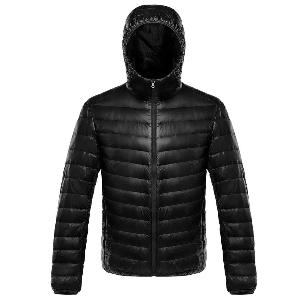 [HKJ-PUFF-BLK-L] Unisex Windproof Down Jacket Ultralight Puffer Jacket (Black, L)