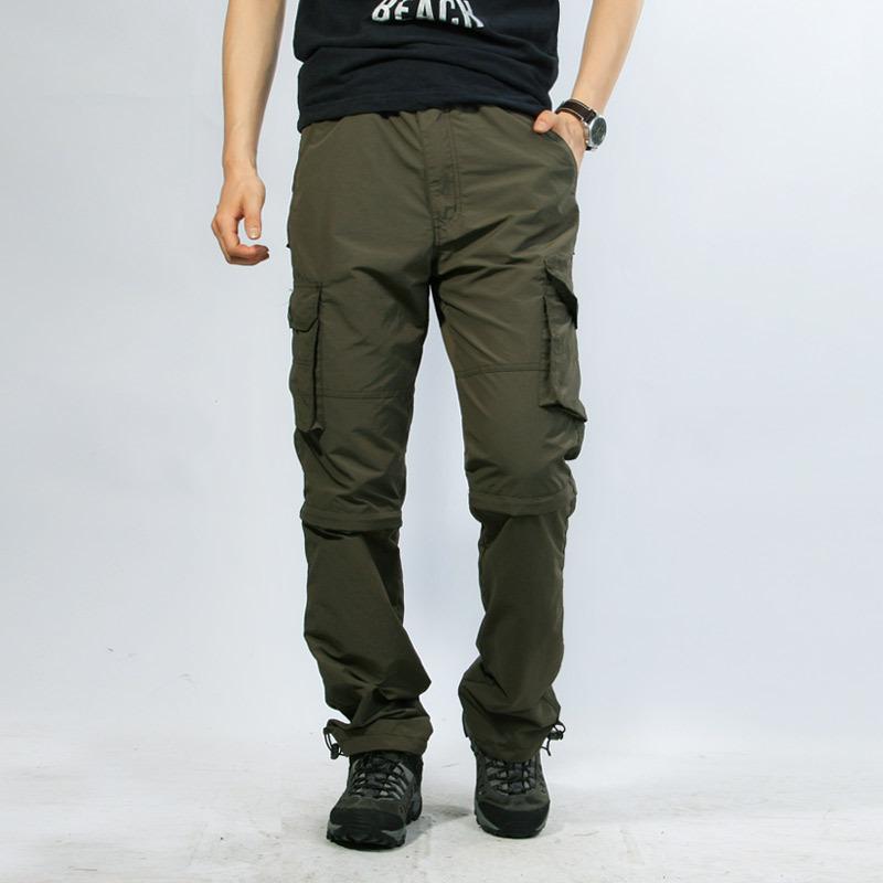[HKP-CRG-ARMY-L] Mens Quick-Dry Cargo Pants With Detachable Legs (Army Green, L)