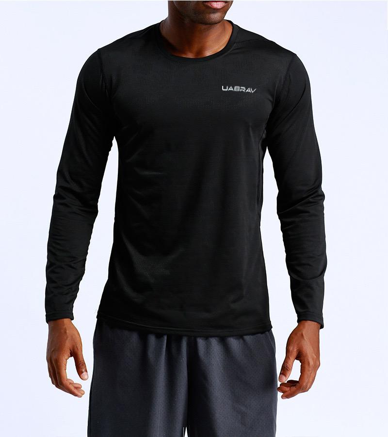 [HKT-POLY-MEN-LSLV-BLK-L] Mens Long-Sleeved Breathable Quick-Dry Tshirts (Black, L)
