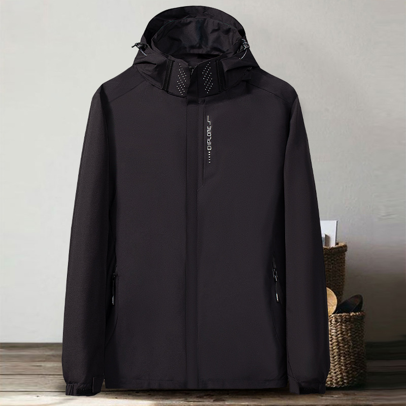 [RGR-RJCKT-02-BLK-L] Explore Waterproof Windbreaker Jacket With Breathable Mesh (Black, L)