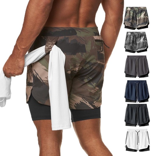 Mens 2 in 1 Quick-Drying Breathable Shorts with Tights